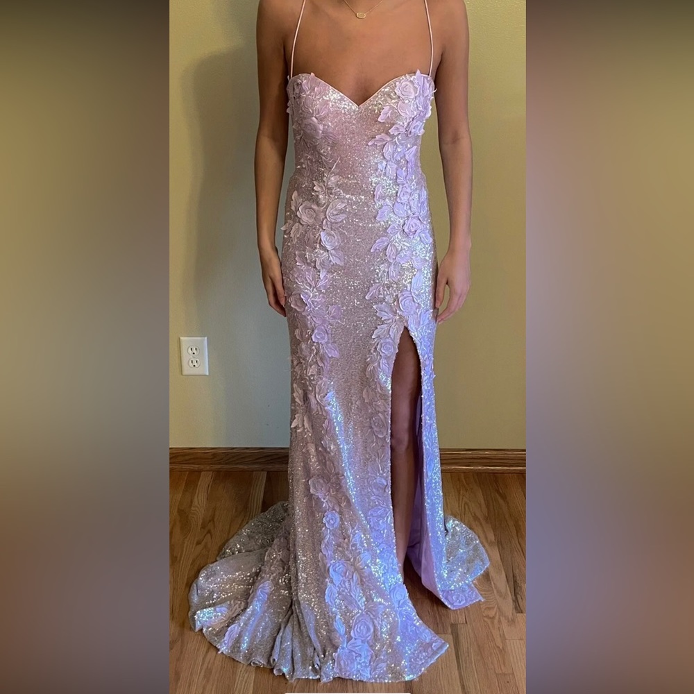 Jovani Lavender Floral Prom Dress